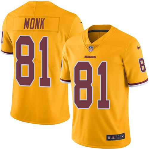 Nike Redskins #81 Art Monk Gold Men's Stitched NFL Limited Rush Jersey - Click Image to Close